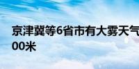 京津冀等6省市有大雾天气 局地能见度低于200米