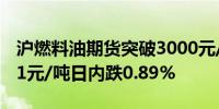 沪燃料油期货突破3000元/吨关口最新报3001元/吨日内跌0.89%