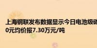 上海钢联发布数据显示今日电池级碳酸锂价格较上日上涨500元均价报7.30万元/吨