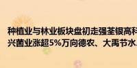 种植业与林业板块盘初走强荃银高科大涨17%秋乐种业、众兴菌业涨超5%万向德农、大禹节水、神农种业涨超4%