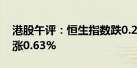 港股午评：恒生指数跌0.21% 恒生科技指数涨0.63%