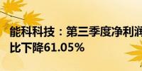 能科科技：第三季度净利润为2448.36万元同比下降61.05%