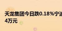 天龙集团今日跌0.18%宁波桑田路卖出6390.4万元