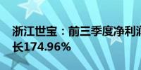 浙江世宝：前三季度净利润1.12亿元 同比增长174.96%