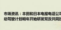 市场资讯：丰田和日本电报电话公司将联手开发人工智能自动驾驶计划明年开始研发双反共同投资5000亿日元