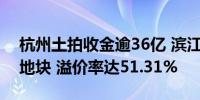 杭州土拍收金逾36亿 滨江17.69亿摘得蜀山地块 溢价率达51.31%