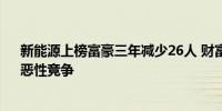 新能源上榜富豪三年减少26人 财富缩水背后的“内卷式”恶性竞争