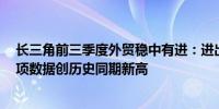 长三角前三季度外贸稳中有进：进出口总值11.85万亿元多项数据创历史同期新高