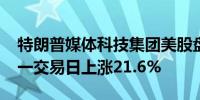 特朗普媒体科技集团美股盘前上涨9.6%此前一交易日上涨21.6%