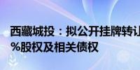 西藏城投：拟公开挂牌转让所持国投置业100%股权及相关债权