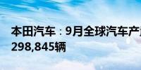 本田汽车∶9月全球汽车产量同比下降20%至298,845辆