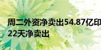 周二外资净卖出54.87亿印度卢比股票连续第22天净卖出