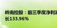 岭南控股：前三季度净利润1.35亿元 同比增长133.96%