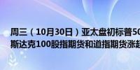 周三（10月30日）亚太盘初标普500股指期货涨超0.2%纳斯达克100股指期货和道指期货涨超0.1%