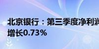 北京银行：第三季度净利润为60.39亿元同比增长0.73%