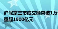 沪深京三市成交额突破1万亿元 较昨日此时缩量超1900亿元