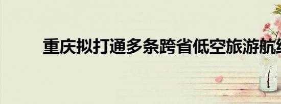 重庆拟打通多条跨省低空旅游航线