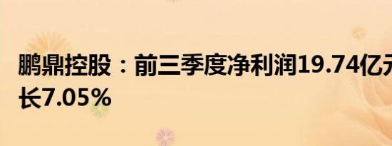 鹏鼎控股：前三季度净利润19.74亿元 同比增长7.05%