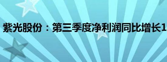 紫光股份：第三季度净利润同比增长12.06%