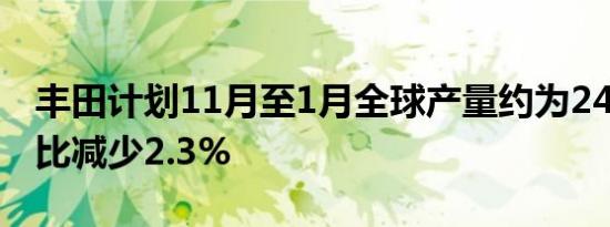 丰田计划11月至1月全球产量约为241万辆同比减少2.3%