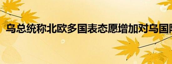 乌总统称北欧多国表态愿增加对乌国防支持