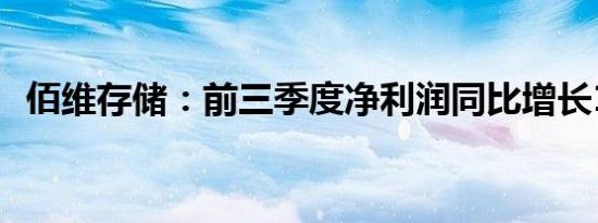 佰维存储：前三季度净利润同比增长147%