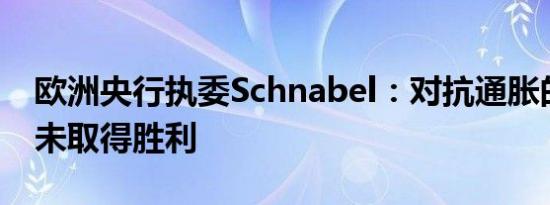 欧洲央行执委Schnabel：对抗通胀的斗争尚未取得胜利