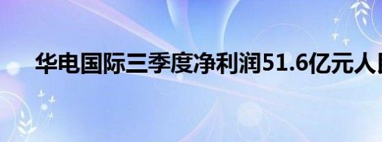 华电国际三季度净利润51.6亿元人民币