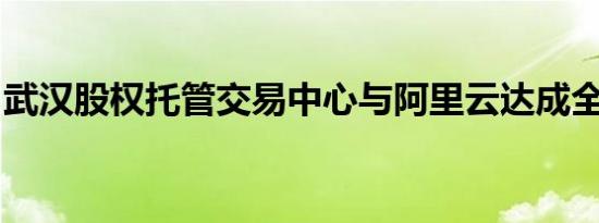 武汉股权托管交易中心与阿里云达成全面合作