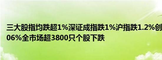 三大股指均跌超1%深证成指跌1%沪指跌1.2%创业板指跌2.06%全市场超3800只个股下跌