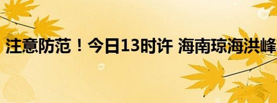 注意防范！今日13时许 海南琼海洪峰将到达