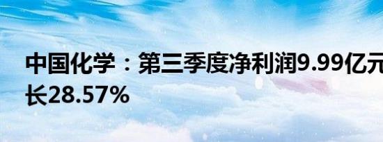 中国化学：第三季度净利润9.99亿元 同比增长28.57%