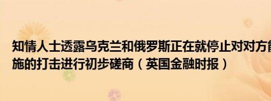 知情人士透露乌克兰和俄罗斯正在就停止对对方能源基础设施的打击进行初步磋商（英国金融时报）