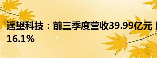 遥望科技：前三季度营收39.99亿元 同比增长16.1%