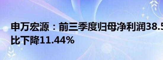 申万宏源：前三季度归母净利润38.5亿元 同比下降11.44%