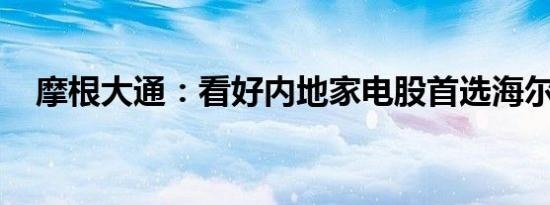 摩根大通：看好内地家电股首选海尔智家