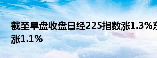 截至早盘收盘日经225指数涨1.3%东证指数涨1.1%