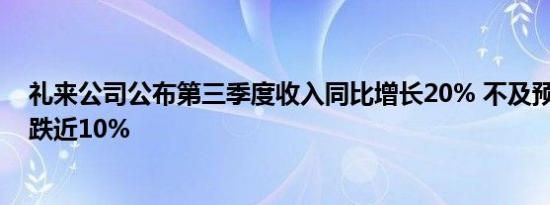 礼来公司公布第三季度收入同比增长20% 不及预期 股价下跌近10%