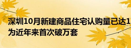 深圳10月新建商品住宅认购量已达11911套 为近年来首次破万套