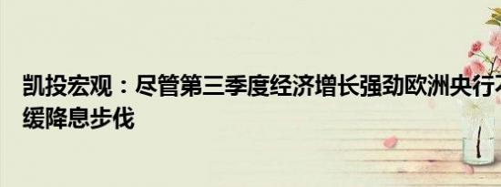 凯投宏观：尽管第三季度经济增长强劲欧洲央行不太可能放缓降息步伐