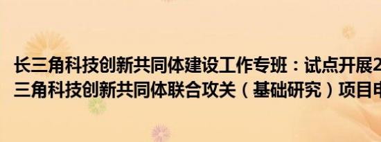 长三角科技创新共同体建设工作专班：试点开展2024年度长三角科技创新共同体联合攻关（基础研究）项目申报