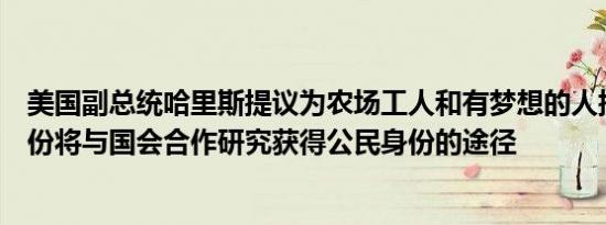 美国副总统哈里斯提议为农场工人和有梦想的人提供公民身份将与国会合作研究获得公民身份的途径