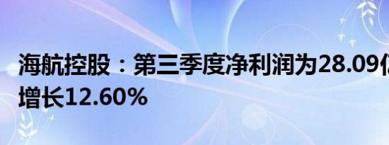 海航控股：第三季度净利润为28.09亿元 同比增长12.60%