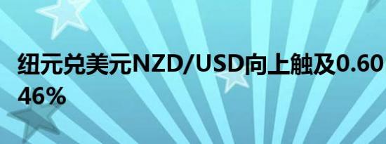 纽元兑美元NZD/USD向上触及0.60日内涨0.46%