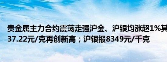 贵金属主力合约震荡走强沪金、沪银均涨超1%其中沪金报637.22元/克再创新高；沪银报8349元/千克