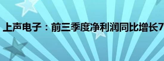 上声电子：前三季度净利润同比增长76.86%