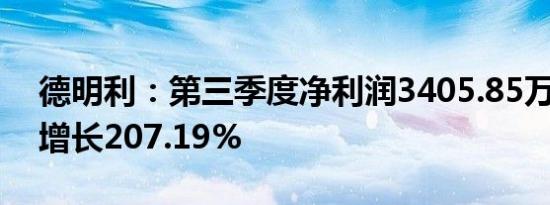 德明利：第三季度净利润3405.85万元 同比增长207.19%