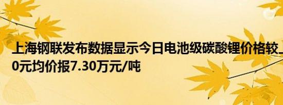 上海钢联发布数据显示今日电池级碳酸锂价格较上日下跌500元均价报7.30万元/吨