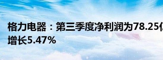 格力电器：第三季度净利润为78.25亿元 同比增长5.47%