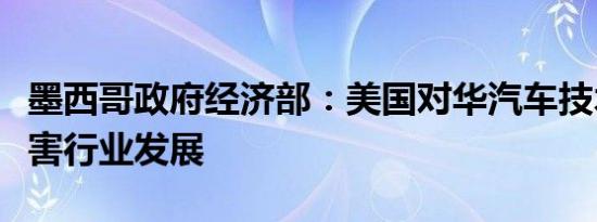 墨西哥政府经济部：美国对华汽车技术禁令损害行业发展